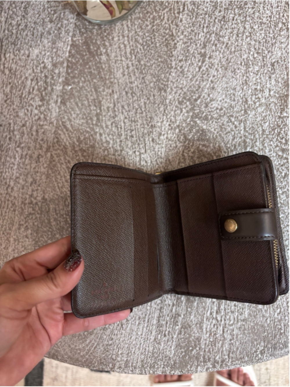 Women's Louis Vuitton Damier Ebene Wallet One Size Brown Gold - Picture 8 of 10
